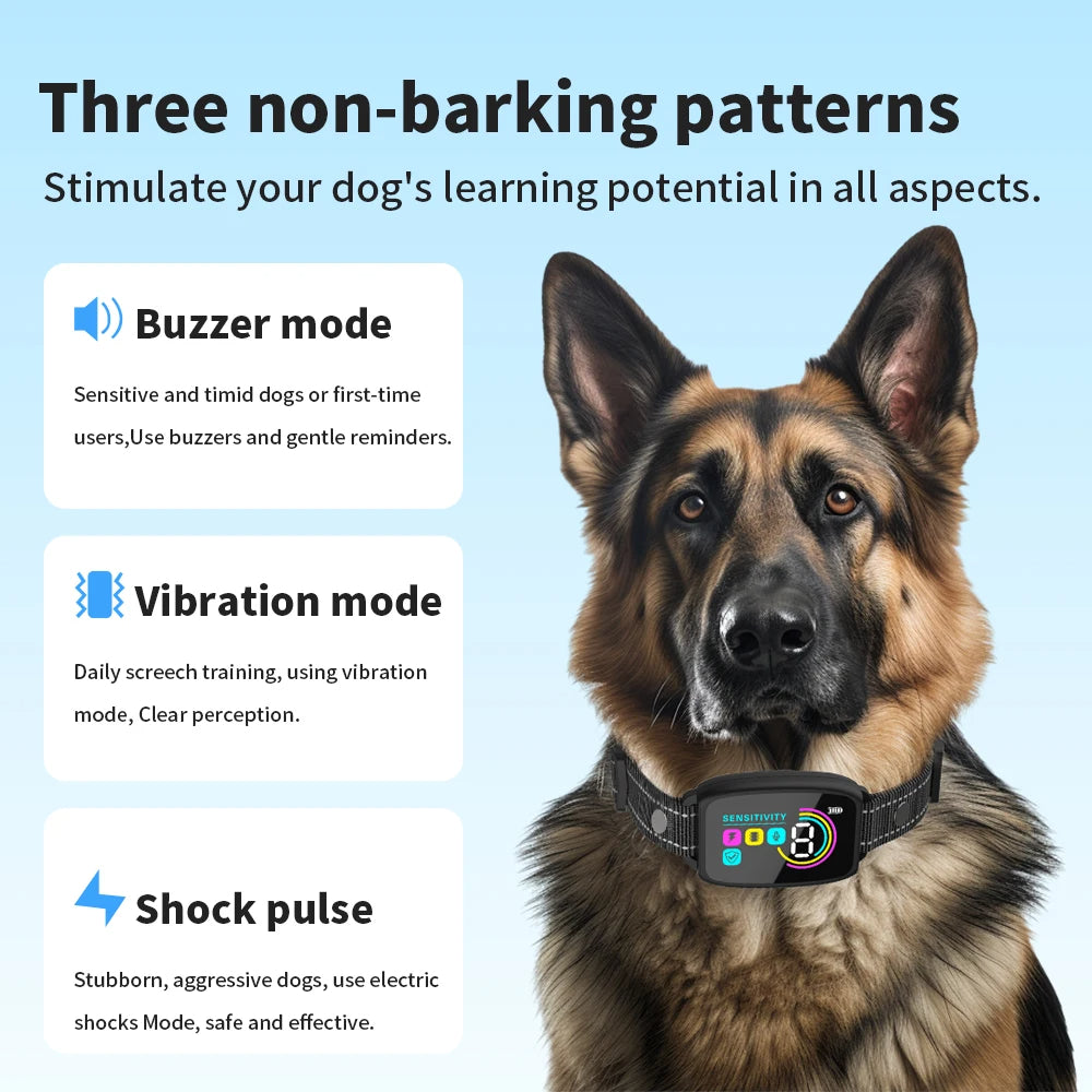 Collar Antiladridos Inteligente para Perros — Recargable, Pantalla Digital y Resistente al Agua IP67