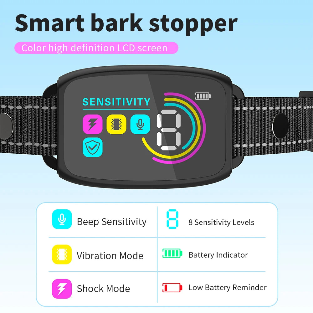 Collar Antiladridos Inteligente para Perros — Recargable, Pantalla Digital y Resistente al Agua IP67